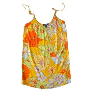 NWT Modcloth Bright Orange Yellow Retro Floral Summer Dress Size Small